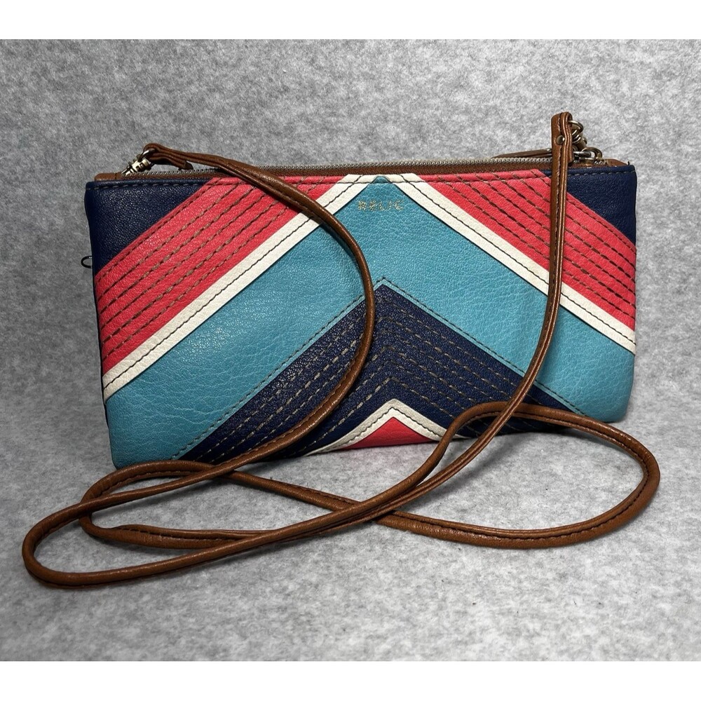 Relic by Fossil Crossbody Purse Blue Soft Faux Leather Bag Zip Travel Card Slots